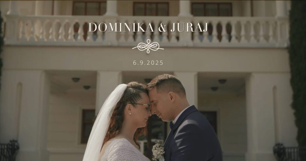 Novomanželia Dominika a Juraj počas svadobného dňa.